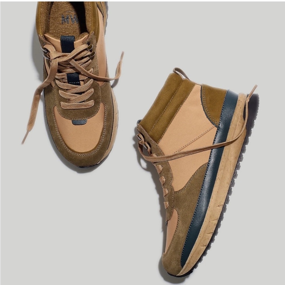 New Madewell kickoff hightop trainer sneakers in golden spinach